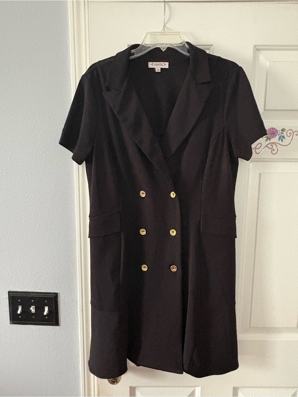 Nanette Lenore Black Double-Breasted Short Sleeve Dress Size 14